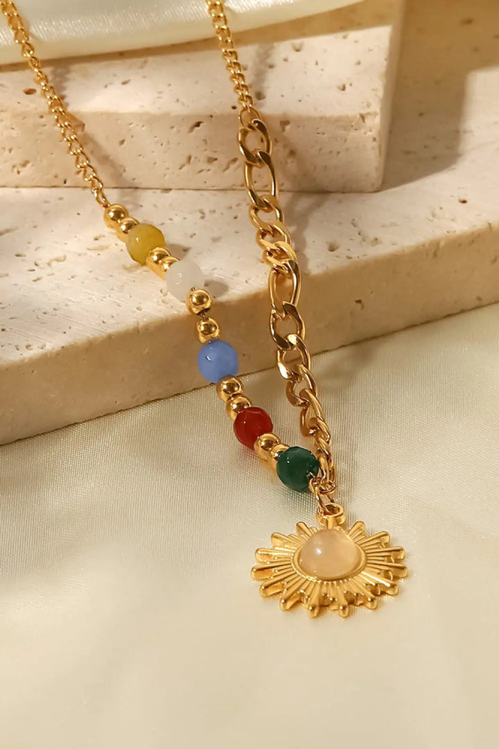 LOVCIA Opal Sun Shape Pendant Necklace