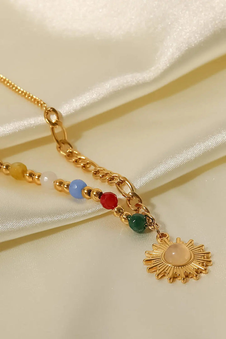 LOVCIA Opal Sun Shape Pendant Necklace