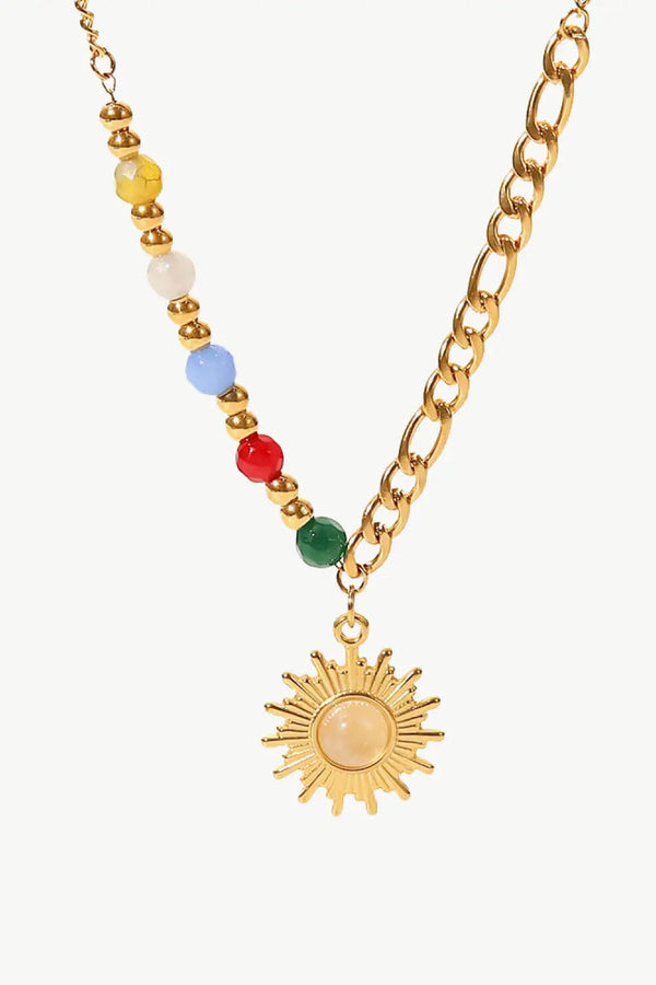 LOVCIA Opal Sun Shape Pendant Necklace