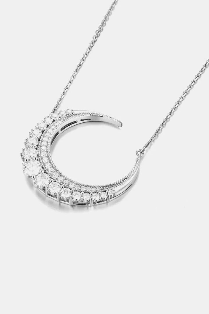 1.8 Carat Moissanite Crescent Moon Shape Pendant Necklace LOVCIA