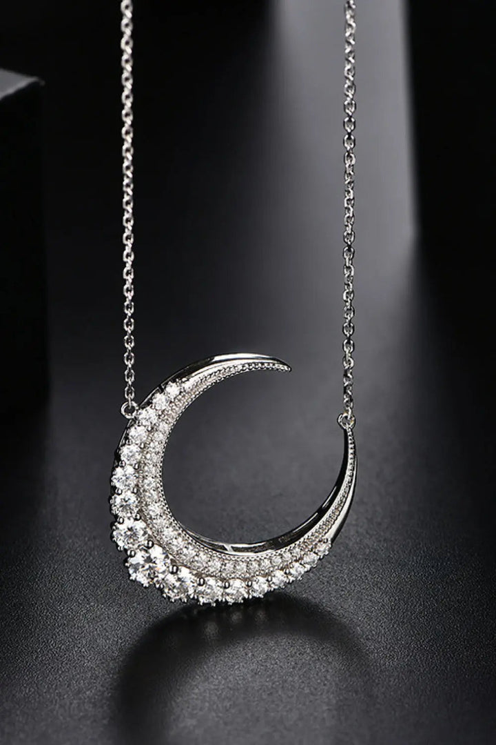 1.8 Carat Moissanite Crescent Moon Shape Pendant Necklace LOVCIA