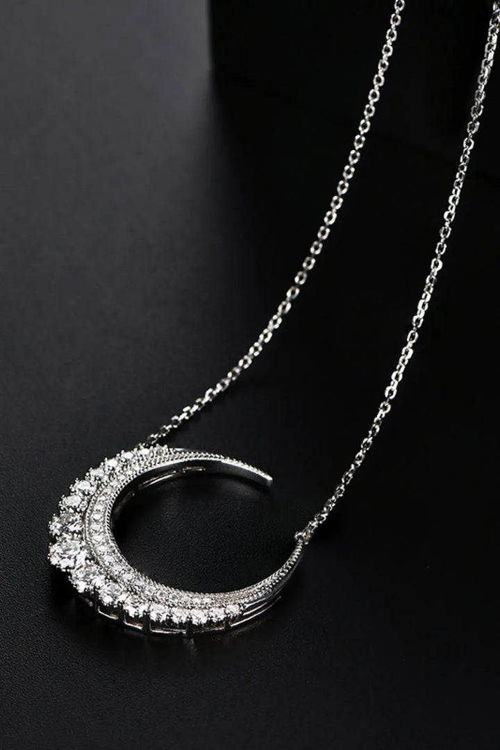 1.8 Carat Moissanite Crescent Moon Shape Pendant Necklace LOVCIA