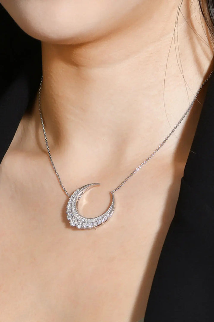 1.8 Carat Moissanite Crescent Moon Shape Pendant Necklace LOVCIA