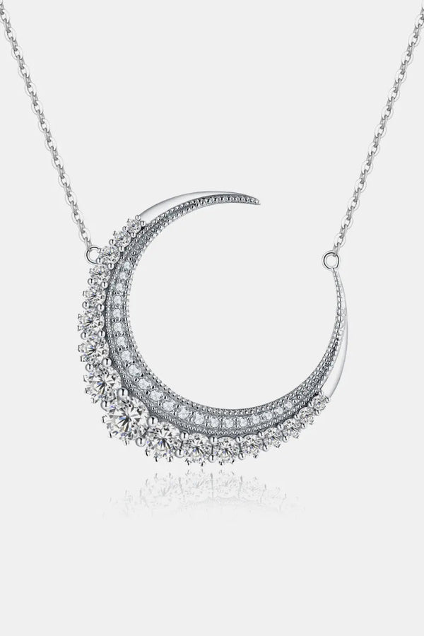 LOVCIA 1.8 Carat Moissanite Crescent Moon Shape Pendant Necklace