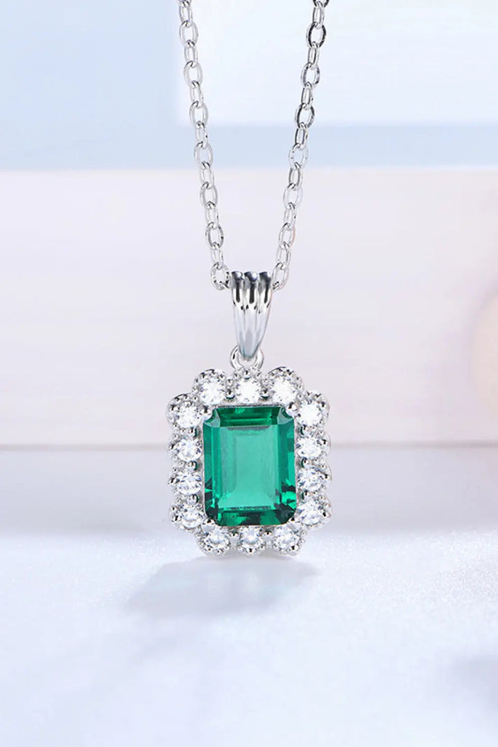 1.5 Carat Lab-Grown Emerald Pendant 925 Sterling Silver Necklace LOVCIA