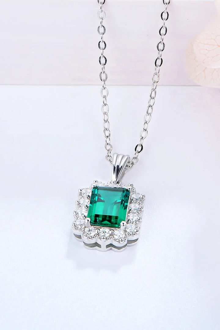 1.5 Carat Lab-Grown Emerald Pendant 925 Sterling Silver Necklace LOVCIA