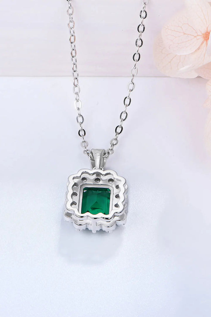 1.5 Carat Lab-Grown Emerald Pendant 925 Sterling Silver Necklace LOVCIA