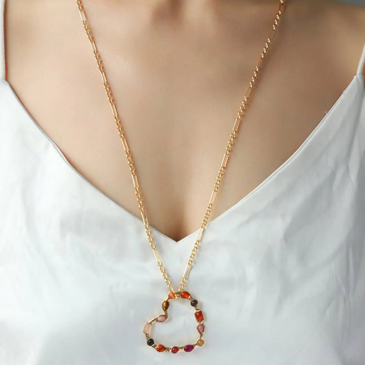 LOVCIA Alloy Iron Heart Shape Chain Necklace