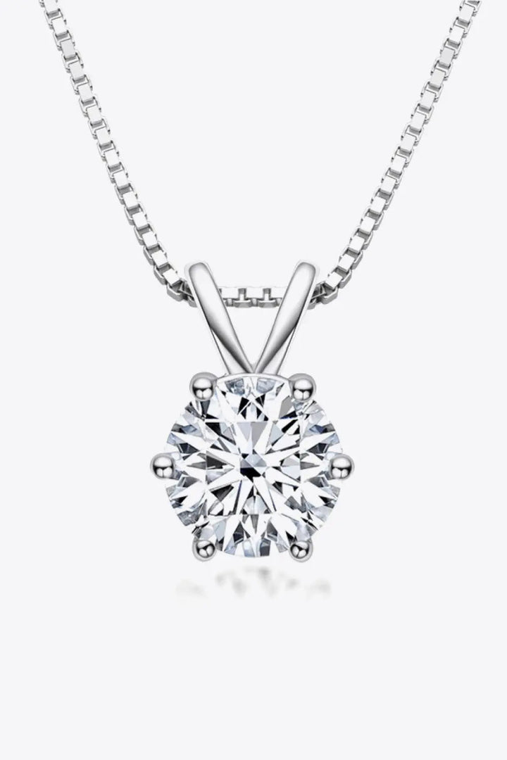 925 Sterling Silver 1 Carat Moissanite Pendant Necklace LOVCIA