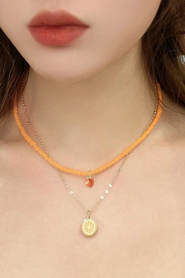 LOVCIA Fruit Pendant Double-Layered Necklace