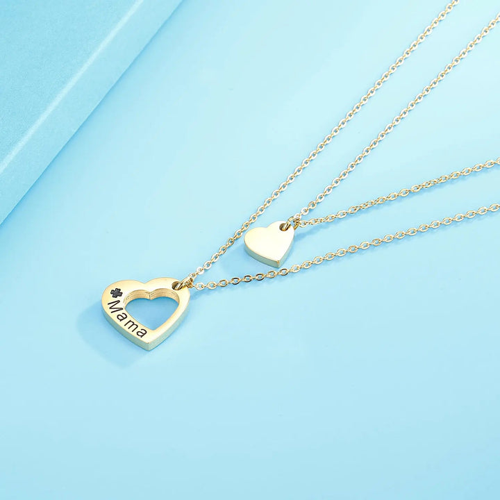 LOVCIA Stainless Steel Cutout Heart Double-Layered Necklace