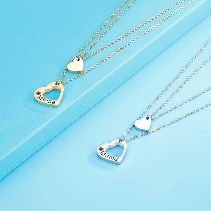 LOVCIA Stainless Steel Cutout Heart Double-Layered Necklace