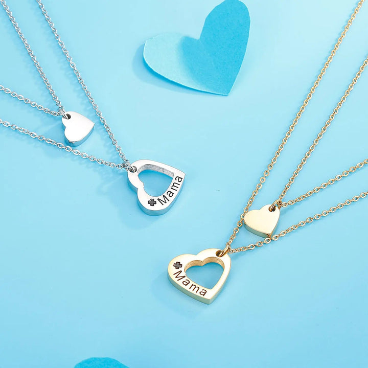 LOVCIA Stainless Steel Cutout Heart Double-Layered Necklace