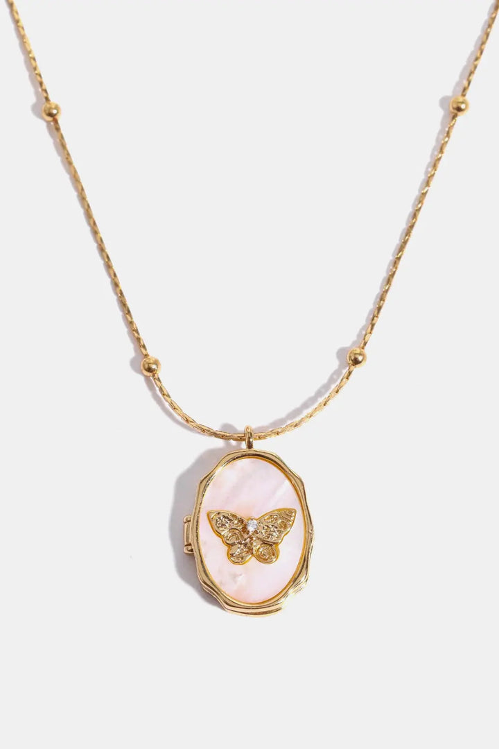 LOVCIA Butterfly Shell Pendant Copper Necklace