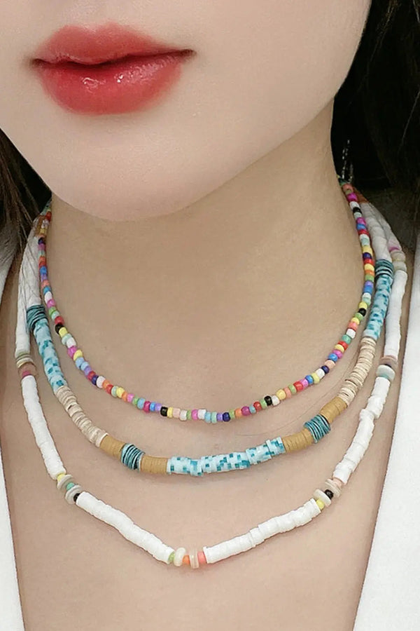 LOVCIA 5-Pack Wholesale Multicolored Bead Necklace Three-Piece Set