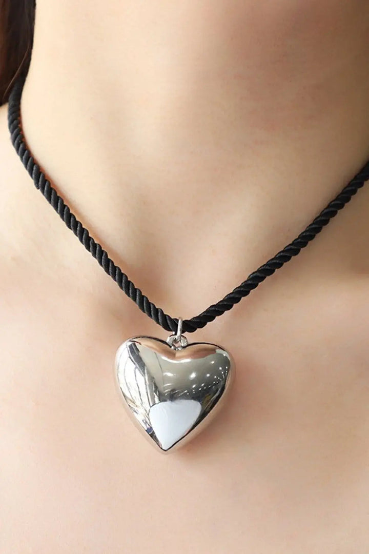 LOVCIA Heart Pendant Rope Necklace