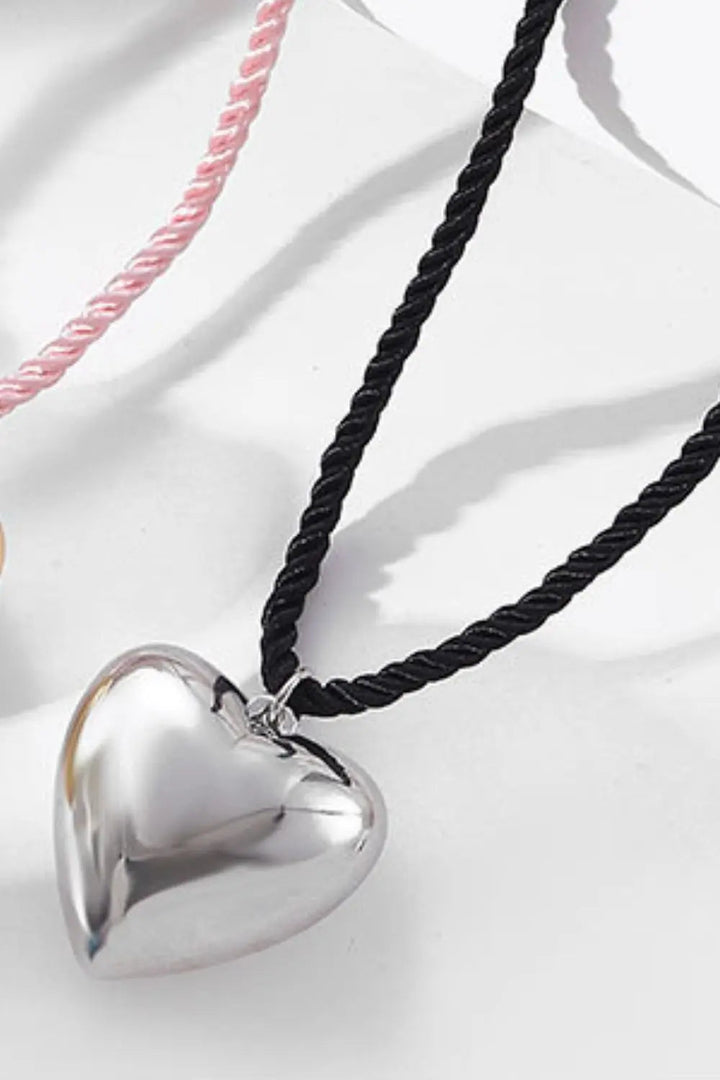 LOVCIA Heart Pendant Rope Necklace