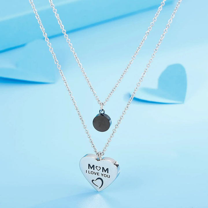 LOVCIA Stainless Steel Double-Layered Heart Pendant Necklace