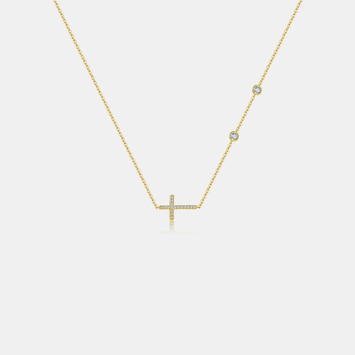 Zircon 925 Sterling Silver Cross Necklace LOVCIA