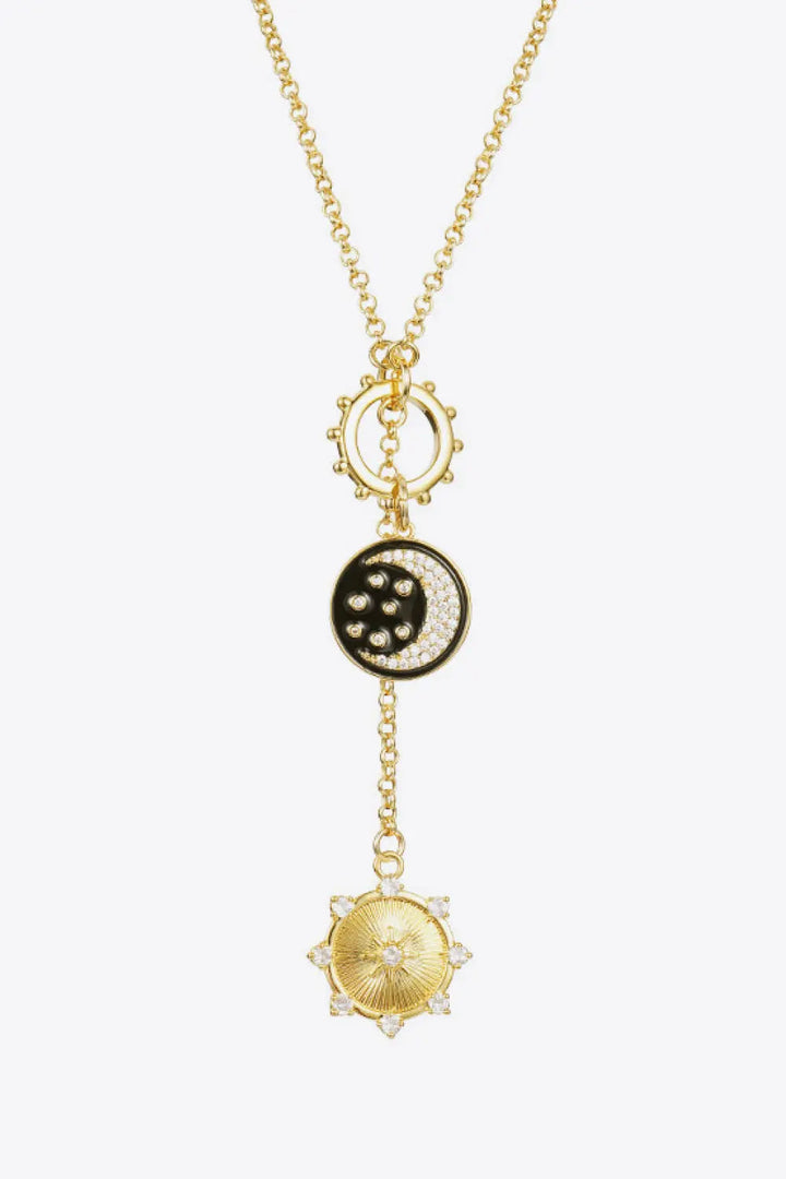 Zircon Sun and Moon Pendant Necklace LOVCIA