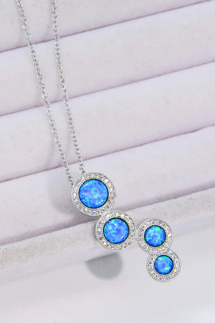 LOVCIA Opal Round Pendant Chain-Link Necklace