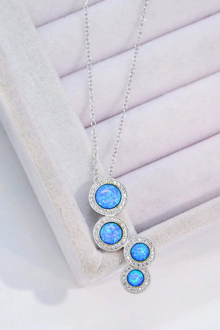 LOVCIA Opal Round Pendant Chain-Link Necklace