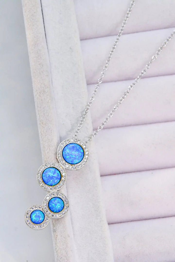 LOVCIA Opal Round Pendant Chain-Link Necklace