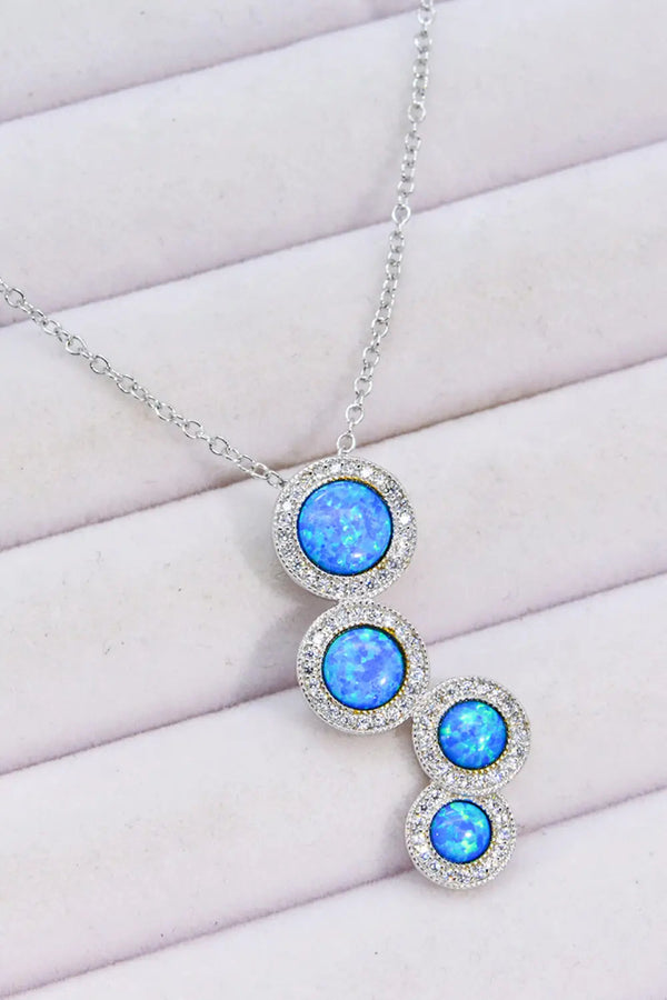 LOVCIA Opal Round Pendant Chain-Link Necklace