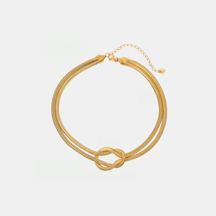 LOVCIA Double Layered Knot Herringbone Choker Necklace