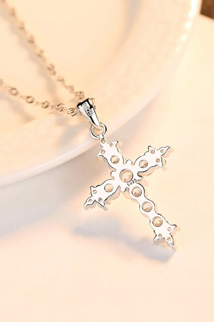 Zircon Cross Pendant 925 Sterling Silver Necklace LOVCIA