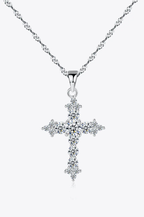 LOVCIA Zircon Cross Pendant 925 Sterling Silver Necklace