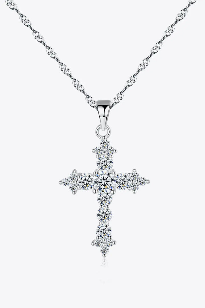 Zircon Cross Pendant 925 Sterling Silver Necklace LOVCIA