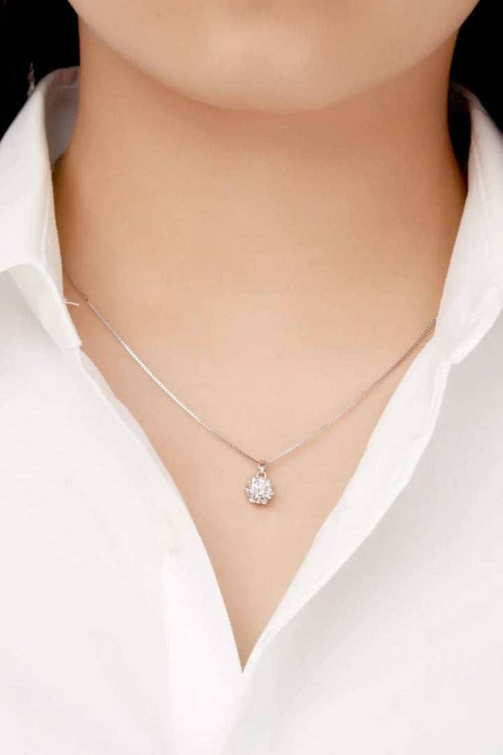 1 Carat Moissanite Pendant Platinum-Plated Necklace LOVCIA