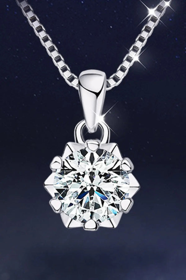 LOVCIA 1 Carat Moissanite Pendant Platinum-Plated Necklace