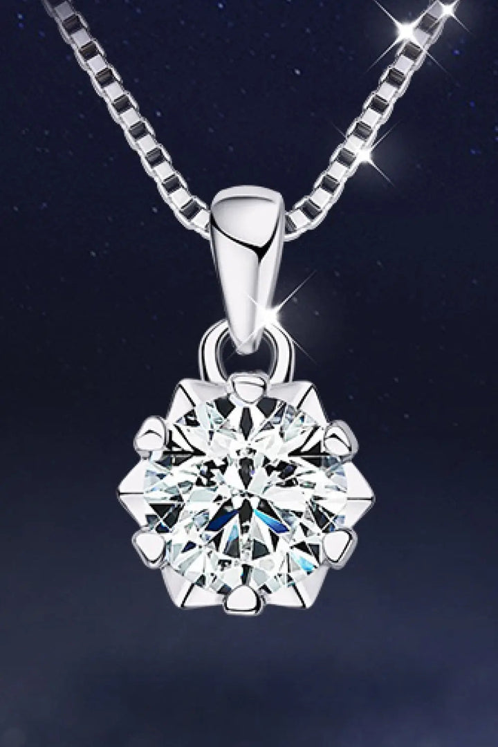 1 Carat Moissanite Pendant Platinum-Plated Necklace LOVCIA