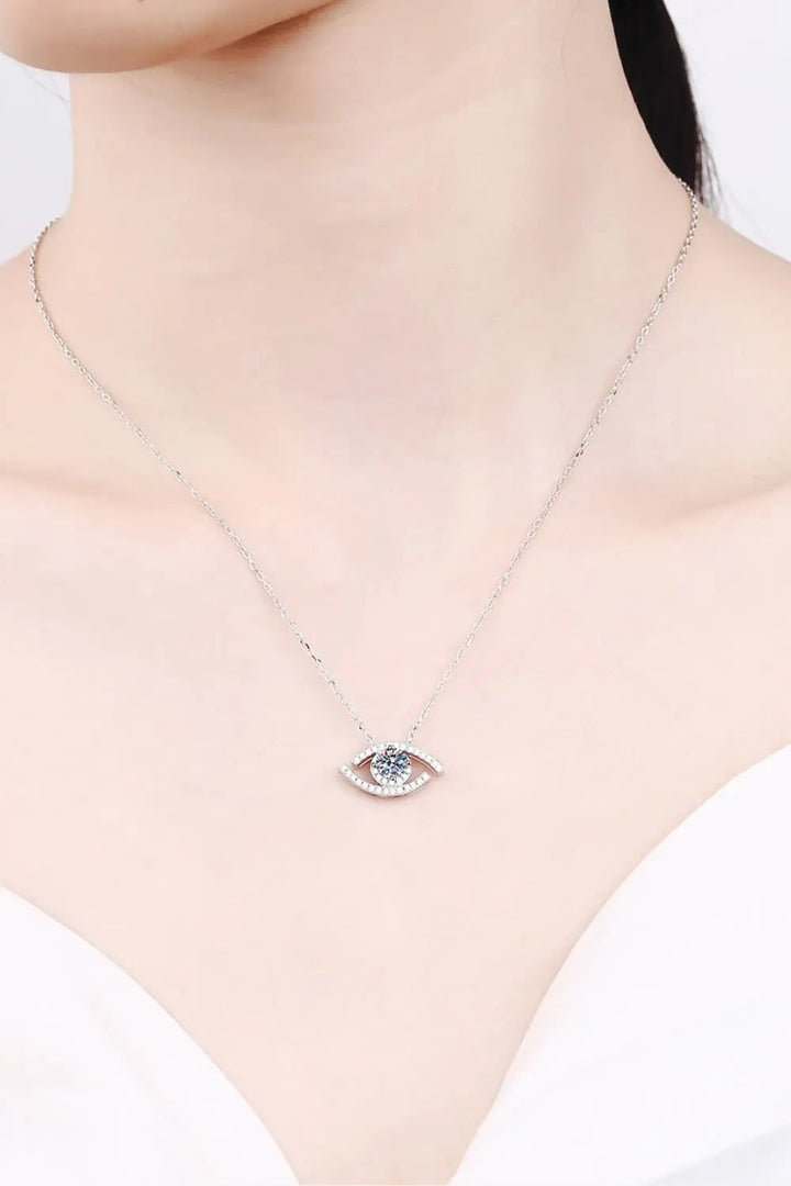 LOVCIA Moissanite Evil Eye Pendant 925 Sterling Silver Necklace