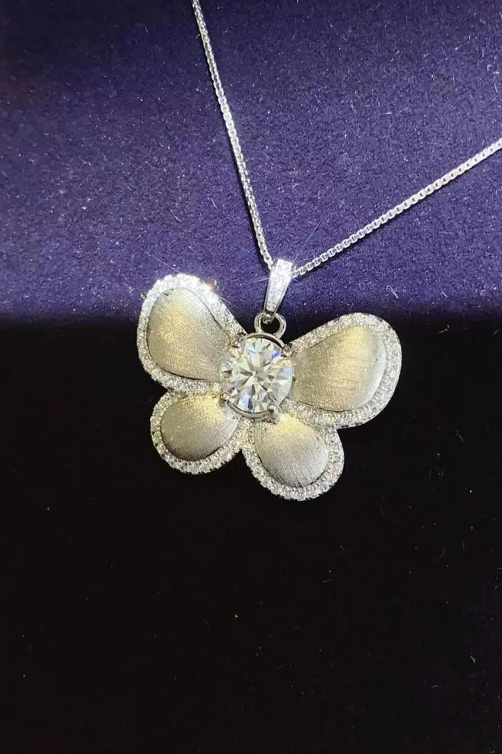 1 Carat Moissanite Butterfly Pendant Necklace LOVCIA