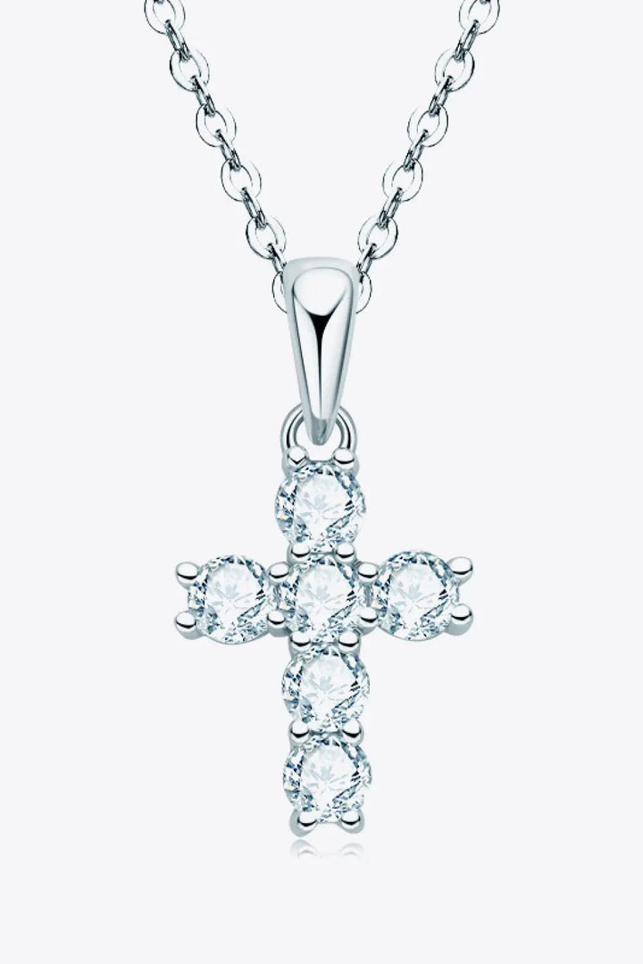 925 Sterling Silver Cross Moissanite Pendant Necklace LOVCIA