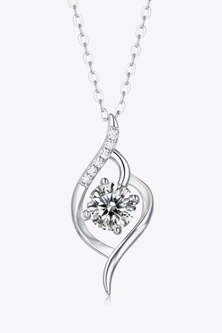 LOVCIA Platinum-Plated 1 Carat Moissanite Pendant Necklace