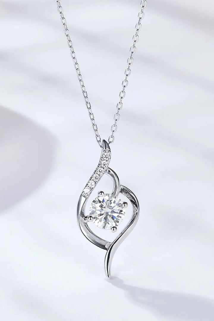 LOVCIA Platinum-Plated 1 Carat Moissanite Pendant Necklace