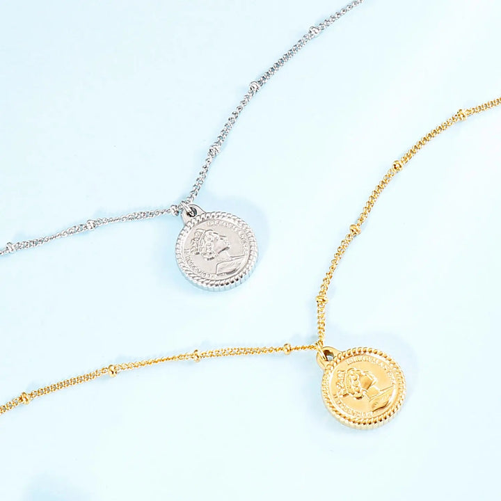 LOVCIA Stainless Steel Coin Pendant Necklace