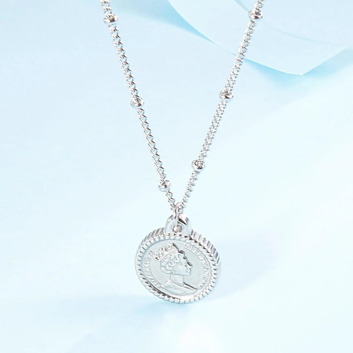 LOVCIA Stainless Steel Coin Pendant Necklace