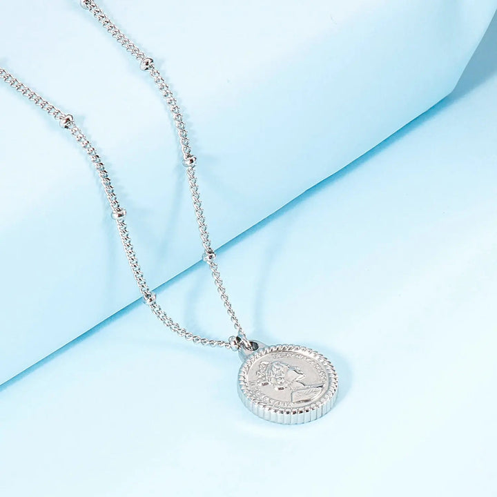 LOVCIA Stainless Steel Coin Pendant Necklace