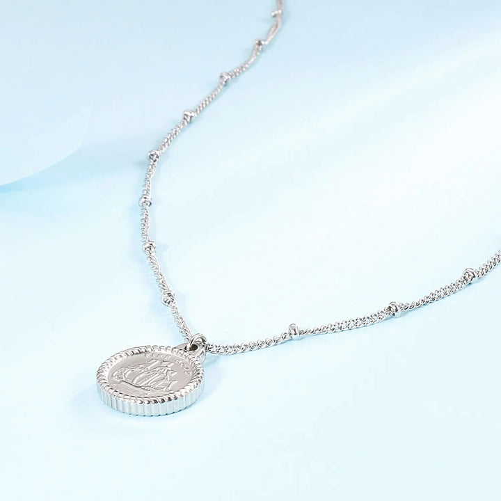 LOVCIA Stainless Steel Coin Pendant Necklace