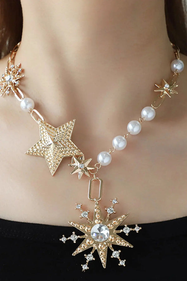 LOVCIA Synthetic Pearl Star Shape Alloy Necklace