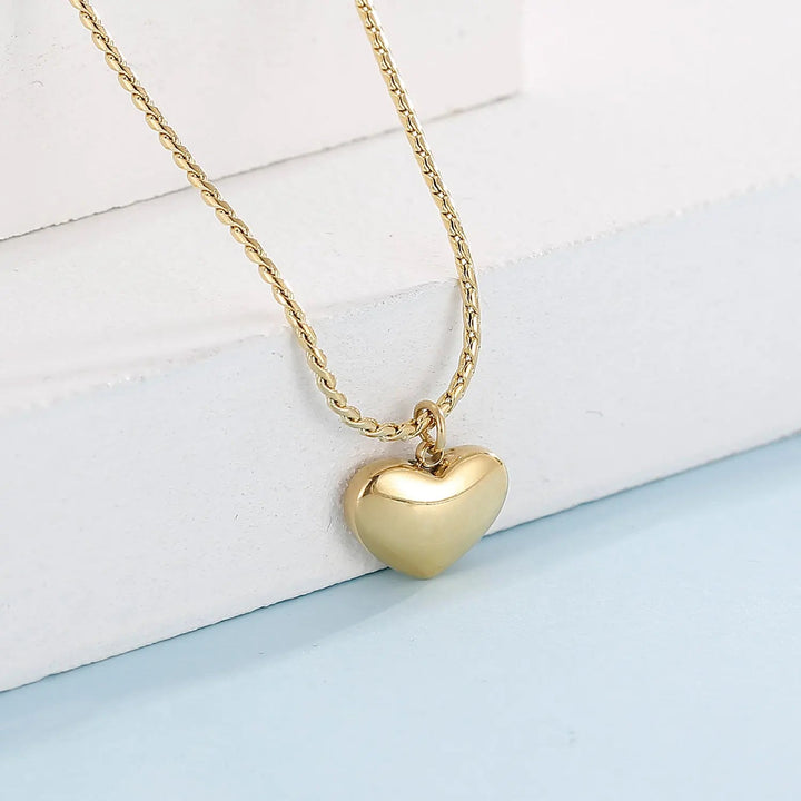 LOVCIA Mother-Of-Pearl Heart Pendant Stainless Steel Necklace