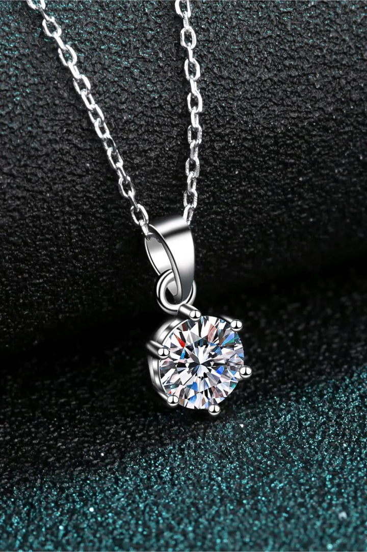 1 Carat Moissanite 925 Sterling Silver Necklace LOVCIA