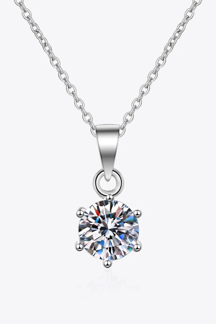 1 Carat Moissanite 925 Sterling Silver Necklace LOVCIA