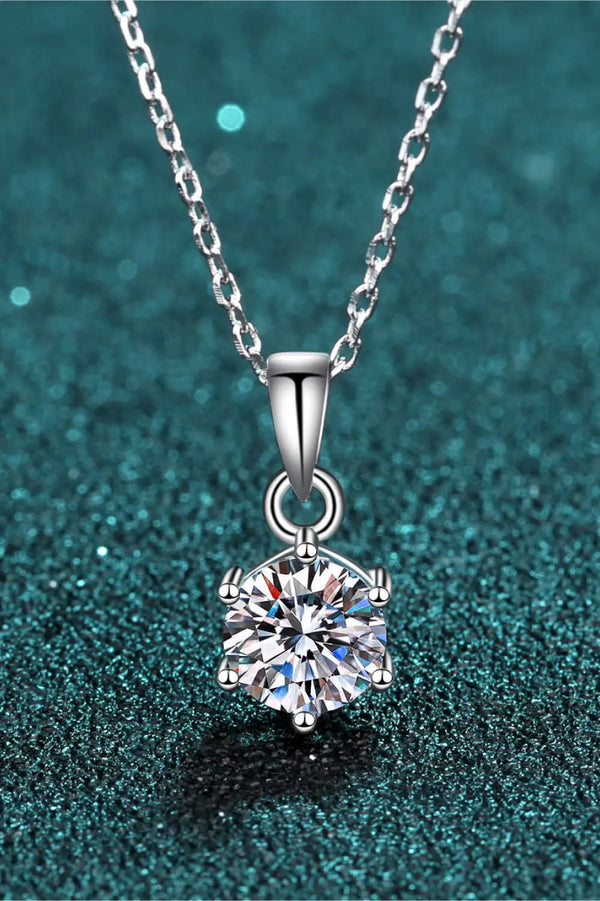 1 Carat Moissanite 925 Sterling Silver Necklace LOVCIA