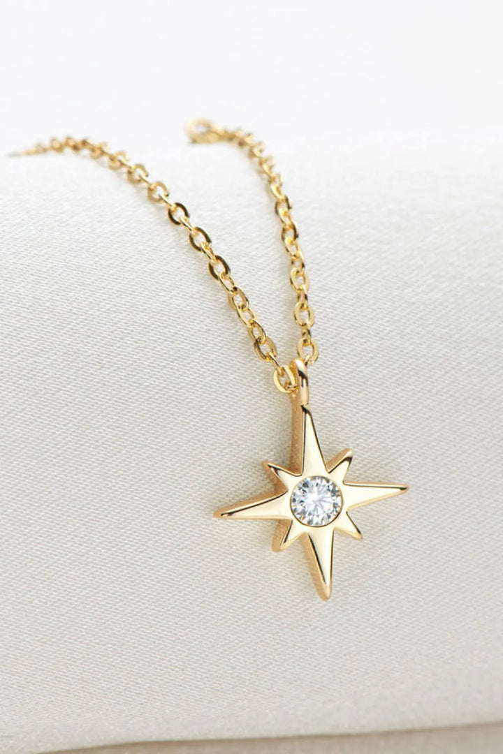 LOVCIA Moissanite North Star Pendant 925 Sterling Silver Necklace